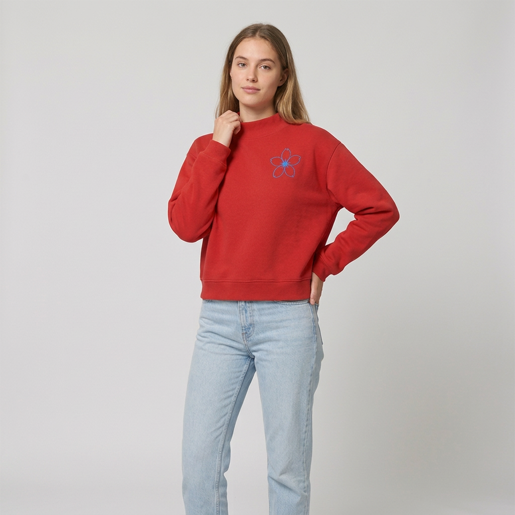 Women Essential Fleece Mock-Neck Crew Sweatshirt