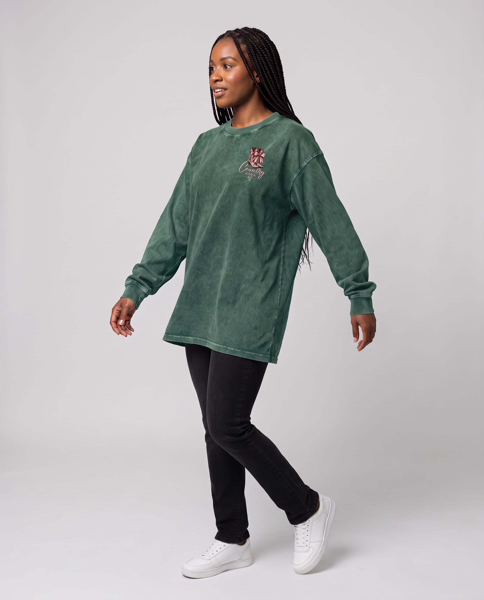 Country Girls Acid Wash Long-Sleeve Tee